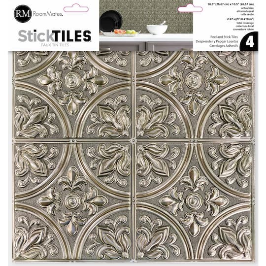Gold Tin Peel &#x26; Stick Tile Backsplash StickTiles&#xAE;
